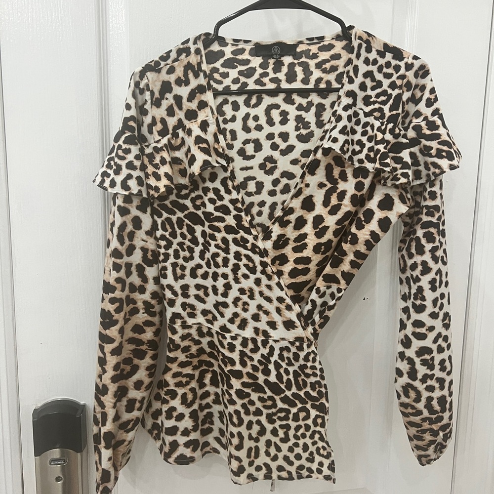 Misguided Leopard Print Blouse with back tie